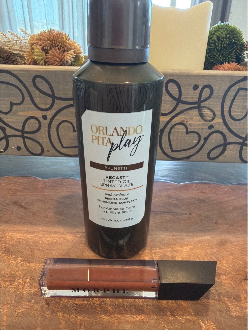 Orlando pita tinted oil and Morphe sweet tea lip color